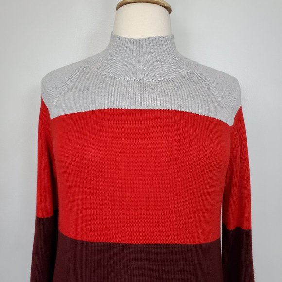 Charter Club Mock Neck Flared Sleeve Color Block Knit Sweater NEW NWT Size XL - Picture 2 of 14